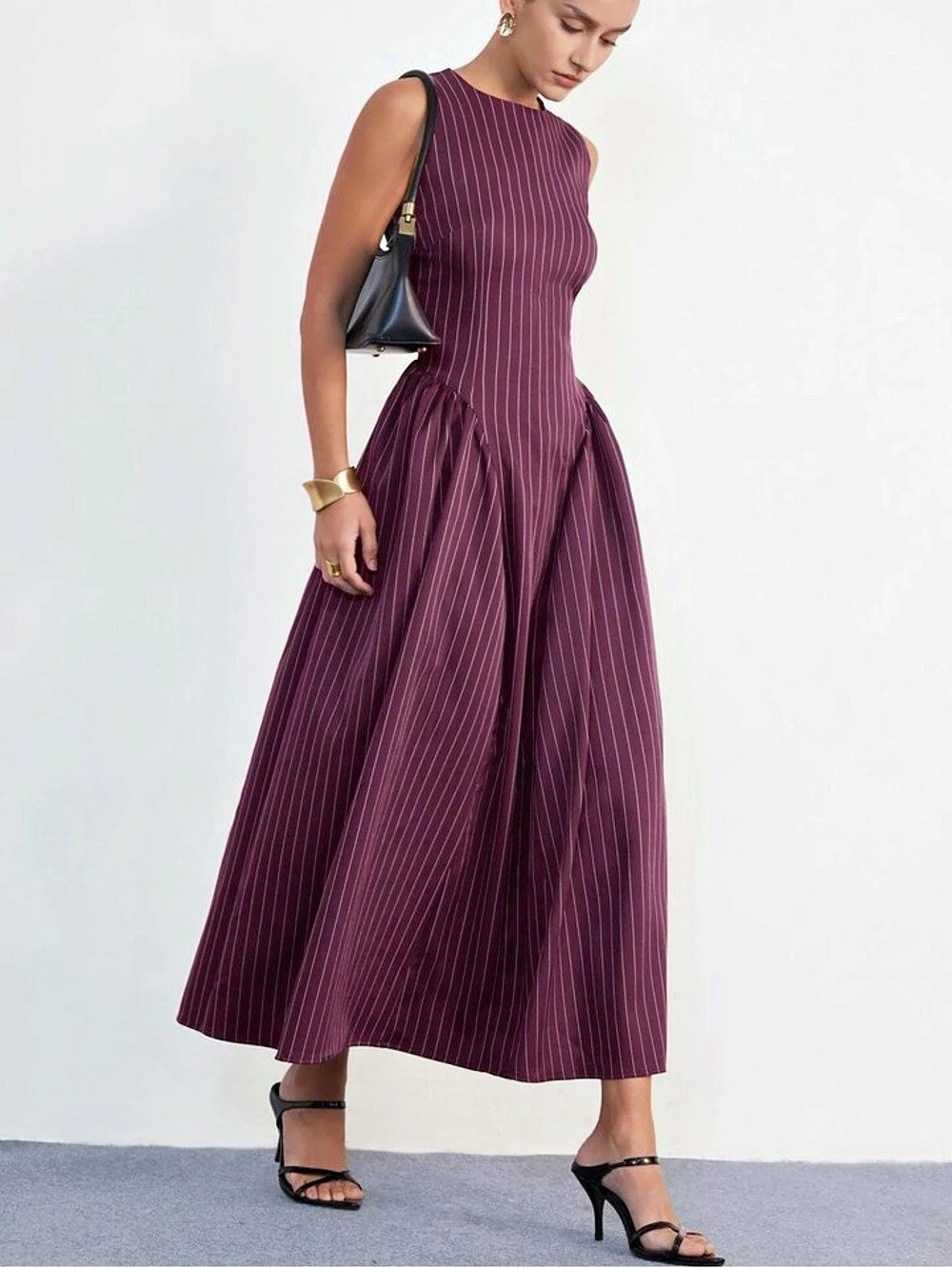 Striped Purple Maxi Dress Like New